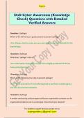 DoD Cyber Awareness &lpar;Knowledge  Check&rpar; Questions with Detailed  Verified Answers