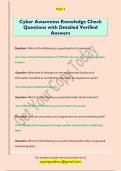 Cyber Awareness Knowledge Check  Questions with Detailed Verified  Answers