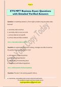 ETS MFT Business Exam Questions  with Detailed Verified Answers 