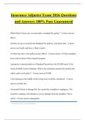 Insurance Adjuster Exam 2026 Questions and Answers 100&percnt; Pass Guaranteed