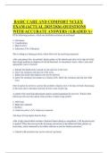 BASIC CARE AND COMFORT NCLEX EXAM &lpar;ACTUAL 2025&sol;2026&rpar; QUESTIONS WITH ACCURATE ANSWERS &vert; GRADED A&plus;