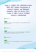 Exam 2&colon; CHEM 120&sol; CHEM120 &lpar;Latest 2026&sol; 2027 Update&rpar; Introduction to General&comma; Organic&comma; and Biological Chemistry with Lab Review&vert; Q&sol;A &vert; Grade A&vert; 100&percnt; Correct &lpar;Verified Answers&rpar; -Chamberlain