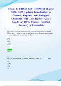 Exam 1&colon; CHEM 120&sol; CHEM120 &lpar;Latest 2026&sol; 2027 Update&rpar; Introduction to General&comma; Organic&comma; and Biological Chemistry with Lab Review&vert; Q&sol;A &vert; Grade A&vert; 100&percnt; Correct &lpar;Verified Answers&rpar; -Chamberlain