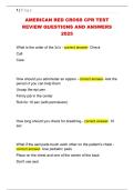AMERICAN RED CROSS CPR TEST  REVIEW QUESTIONS AND ANSWERS  2025 