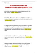 HOSA SPORTS MEDICINE  EXAM QUESTIONS AND ANSWERS 2025 
