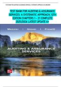 TEST BANK FOR AUDITING & ASSURANCE SERVICES&colon; A SYSTEMATIC APPROACH&comma; 12TH EDITION CHAPTERS 1 - 21 COMPLETE 2025&sol;2026 LATEST UPDATE A&plus;