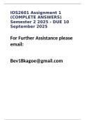 IOS2601 Assignment 1 &lpar;COMPLETE ANSWERS&rpar; Semester 2 2025 - DUE 10 September 2025
