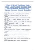 Chem 1212 Lab Final Exam Study Guide Latest Updated Questions With Detailed Verified Answers &lpar;100&percnt; Correct Answers&rpar; &sol;Already Graded A&plus;