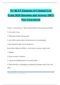 NC BLET Elements of Criminal Law Exam 2026 Questions and Answers 100&percnt; Pass Guaranteed