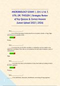 MICROBIOLOGY EXAM 1&comma; CH&period;1-3 & 7&comma; UTA&comma; DR&period; THOLEN &vert; Strategies Review of Key Quizzes & Correct Answers &lpar;Latest Upload 2025 &vert; 2026&rpar;       