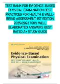 TEST BANK FOR Evidence-Based Physical Examination Best Practices for Health & Well-Being Assessment 1st Edition 2025&sol;2026 with verified questions and correct answers