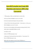 Iowa DOT practice test Exam 2026 Questions and Answers 100&percnt; Pass Guaranteed