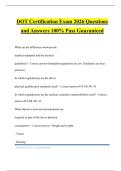 DOT Certification Exam 2026 Questions and Answers 100&percnt; Pass Guaranteed