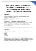 WGU D514 Analytical Methods for Healthcare Leaders Exam 2025 &ndash; Verified Questions with Correct Answers and Expert Explanations
