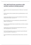 CRJ 160 Final Exam questions with verified solutions already passed