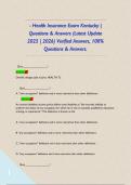- Health Insurance Exam Kentucky &vert; Questions & Answers &lpar;Latest Update 2025 &vert; 2026&rpar; Verified Answers&comma; 100&percnt; Questions & Answers&period;    