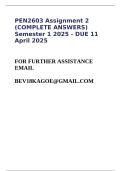 PEN2603 Assignment 2 &lpar;COMPLETE ANSWERS&rpar; Semester 1 2025 - DUE 11 April 2025