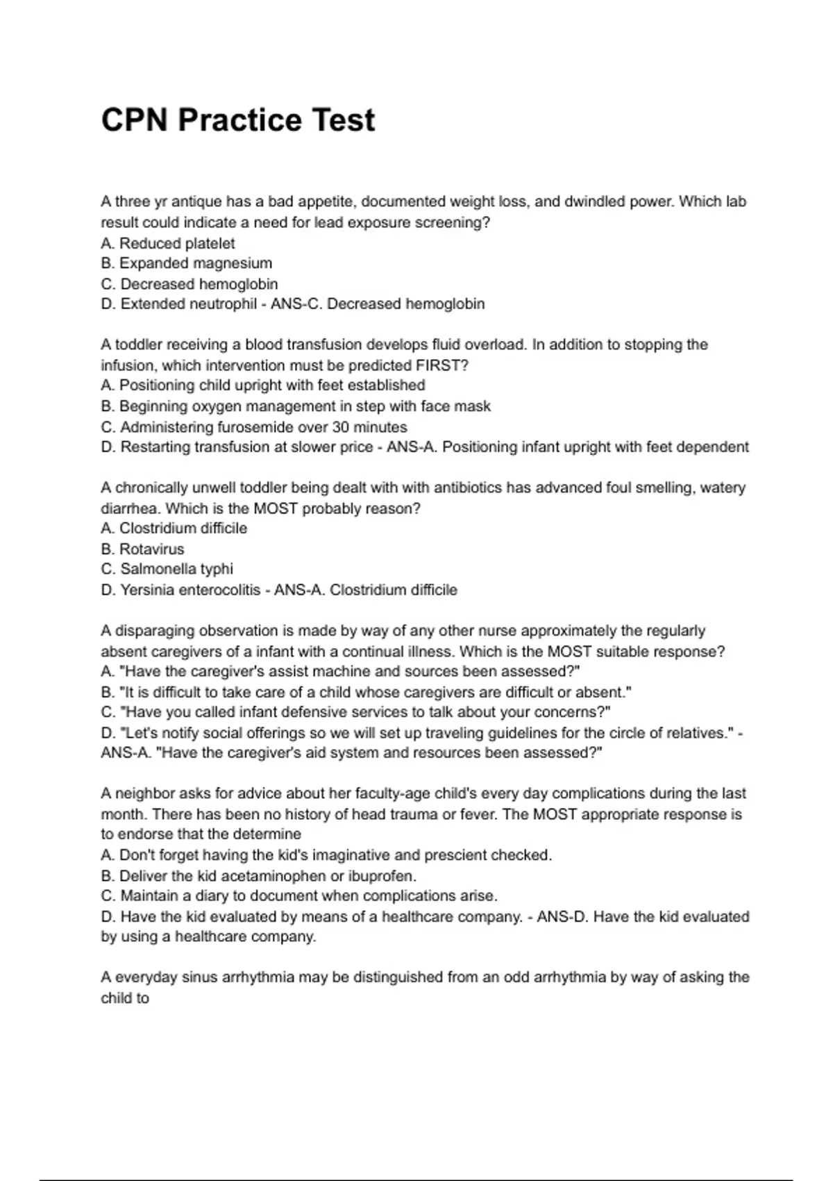 CPN Practice Test NEWEST 2025/2026 ACTUAL EXAM COMPLETE QUESTIONS AND ...