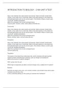 INTRODUCTION TO BIOLOGY - C190 UNIT 9 TEST