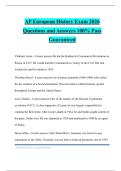 AP European History Exam 2026 Questions and Answers 100&percnt; Pass Guaranteed