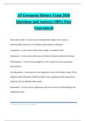 AP European History Exam 2026 Questions and Answers 100&percnt; Pass Guaranteed