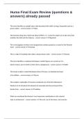 Huma Final Exam Review &lpar;questions & answers&rpar; already passed