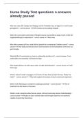 Huma Study Test questions n answers already passed