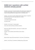 HUMA test 1 questions with verified solutions already passed