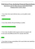 Wall Street Prep&colon; Analyzing Financial ReportsExam Questions and Verified Answers&vert;GUARANTEED  PASS&vert;LATEST 2025-2026