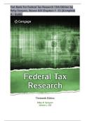 Test Bank For Federal Tax Research 13th Edition by Roby Sawyers&comma; Steven Gill &vert;Chapters 1 -13 &vert; All Chapters &vert;Complete A&plus; Guide