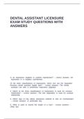 DENTAL ASSISTANT LICENSURE EXAM STUDY QUESTIONS WITH ANSWERS