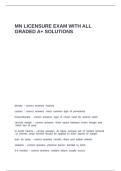 MN LICENSURE EXAM WITH ALL GRADED A&plus; SOLUTIONS