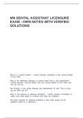 MN Dental Assistant Licensure Exam - own notes with verified solutions