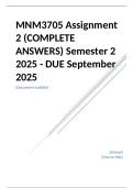 MNM3705 Assignment 2 (COMPLETE ANSWERS) Semester 2 2025 - DUE September 2025