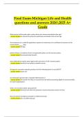 Final Exam &ndash; Michigan Life and Health Insurance Questions and Answers 2024&sol;2025