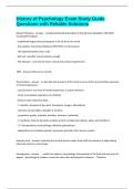 History of Psychology Exam Study Guide Questions with Reliable Solutions
