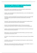 Psychology's History & Approaches Practice Questions and Correct Answers
