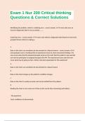 Exam 1 Nur 200 Critical thinking Questions & Correct Solutions