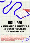 RRLLB81 Assignment 2 &lpar;The Nasciturus Fiction and Wrongful Life&rpar; Semester 2 Memo &vert; Due September 2025