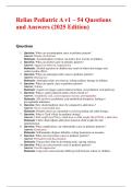 Relias Pediatric A v1 &ndash; 54 Questions and Answers &lpar;2025 Edition&rpar;