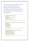 Dallas Police Department &lpar;DPD&rpar; Entrance Real practice Exam With Actual Questions&comma;Rationales And Verified Answers&sol;Expert Verified For Guaranteed Pass 2025&sol;2026&sol;Latest Update&sol;Instant Download Pdf