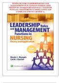TESTBANK FOR  LEADERSHIP ROLES AND  MANAGEMENT FUNCTIONS IN NURSING 10TH  EDITION BY MARQUIS HUSTON FULL TESTBANK  WITH ALL CHAPTERS INCLUDED&vert;&vert; LATEST AND  COMPLETE UPDATE GRADED A&plus;