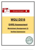 D516 Assignments 1&ndash;2 &vert; WGU Verified Worksheets