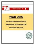 WGU D509 A4 &ndash; Innovation Research Report Worksheet &vert; Verified 2025 Submission