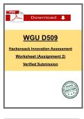 WGU D509 A2 &ndash; Hackensack Innovation Assessment Worksheet &vert; Verified 2025 Submission