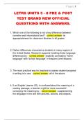 LETRS UNITS 5 - 8 PRE & POST  TEST BRAND NEW OFFICIAL  QUESTIONS WITH ANSWERS&period; 
