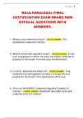 NALA PARALEGAL FINAL  CERTIFICATION EXAM BRAND NEW  OFFICIAL QUESTIONS WITH  ANSWERS.