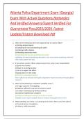 Atlanta Police Department Exam &lpar;Georgia&rpar; Exam With Actual Questions&comma;Rationales And Verified Answers&sol;Expert Verified For Guaranteed Pass2025&sol;2026 &sol;Latest Update&sol;Instant Download Pdf