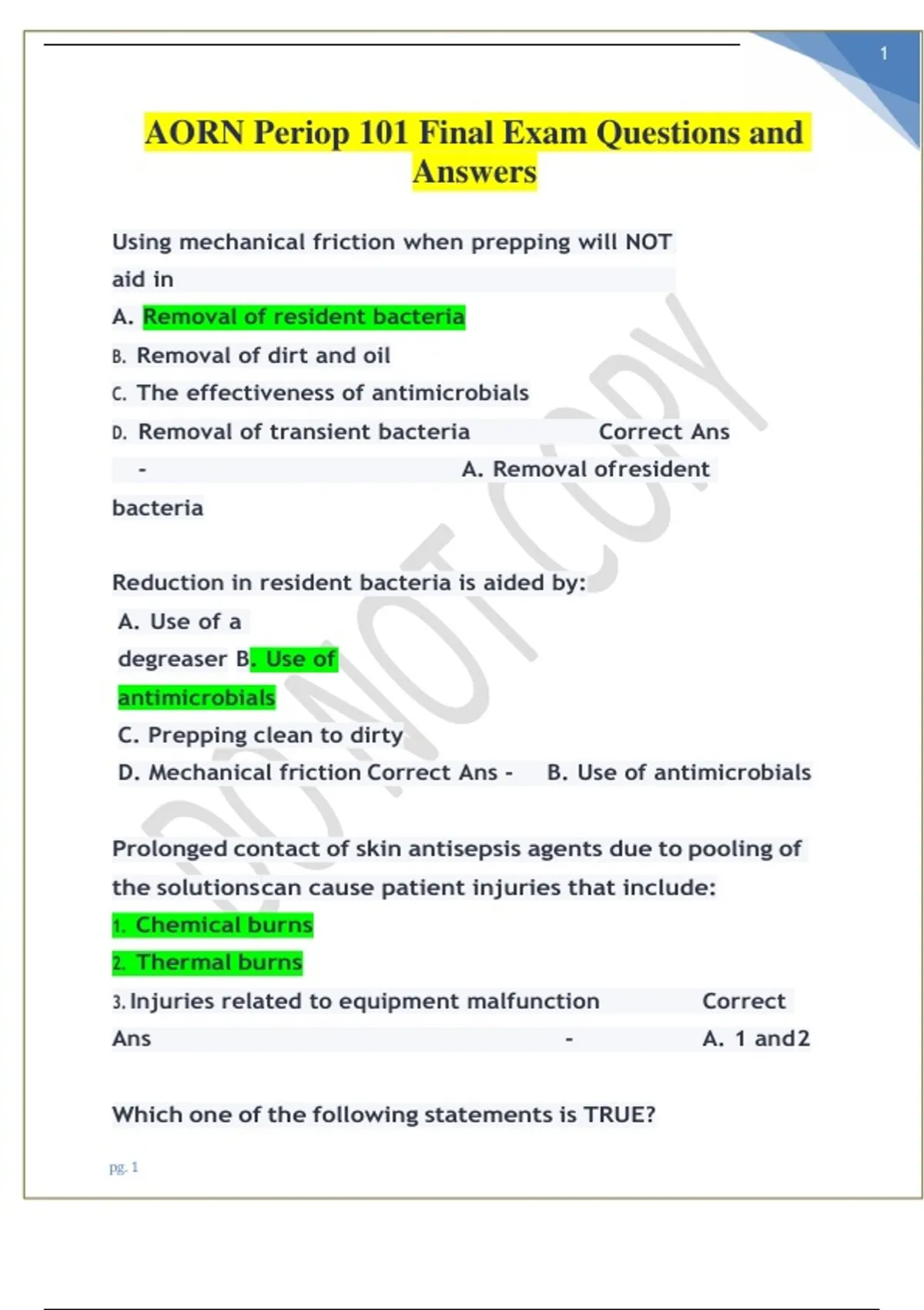 AORN Periop 101 Final Exam Questions and Answers Latest Version - AORN ...