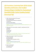 Life Insurance Licensing Exam With Actual Questions&comma;Rationales And Verified Answers&sol;Expert Verified For Guaranteed Pass2025&sol;2026 &sol;Latest Update&sol;Instant Download Pdf